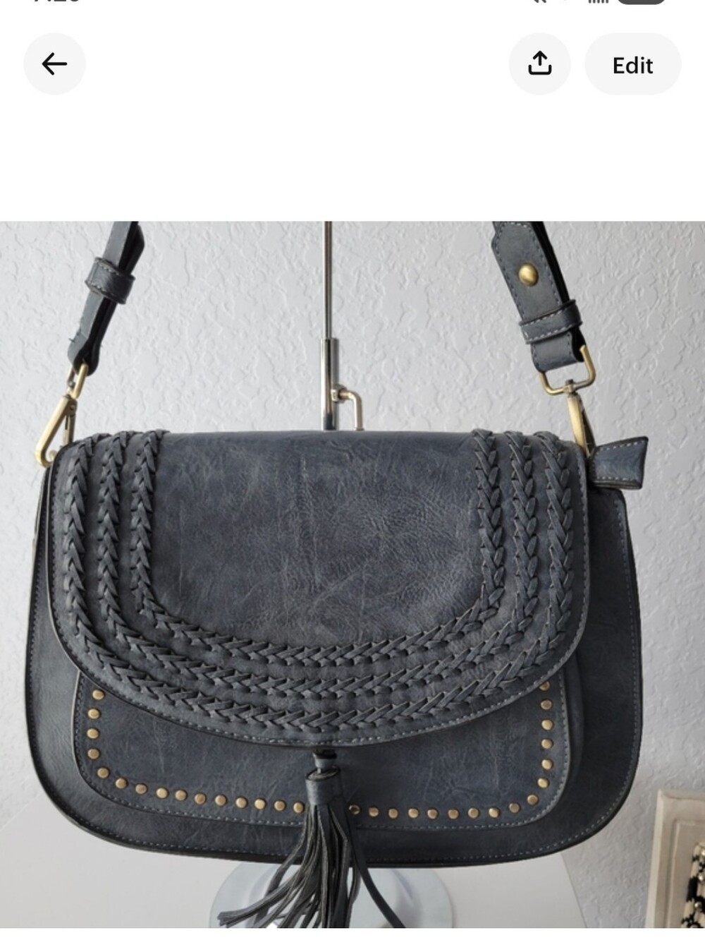 Antik Kraft Gray/ Blue Western Studded Saddle Bag Purse